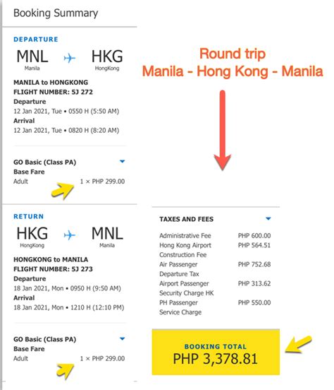 cebu pacific ticket price hong kong to manila